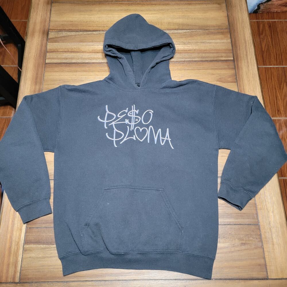 Peso Pluma LS Black Pullover Unisex Hoodie "Double P Tour" - Size Medium